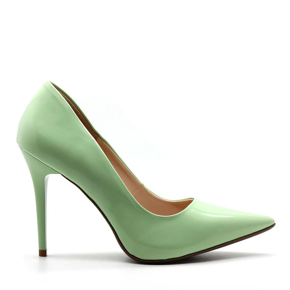 scarpin verde verniz