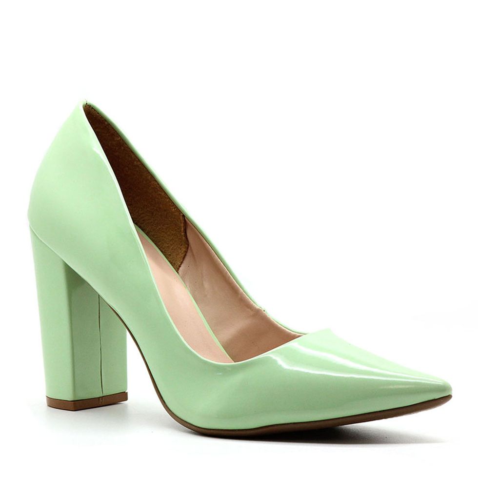 scarpin verde salto grosso