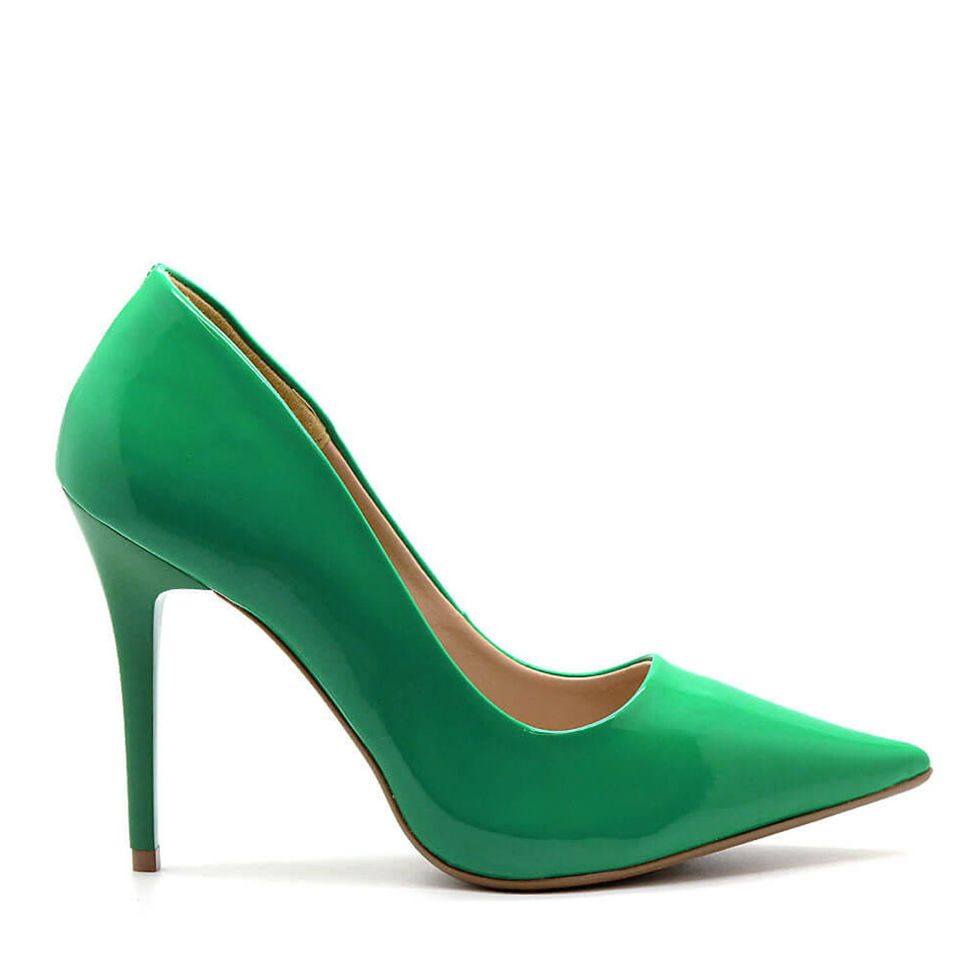 scarpin verde verniz